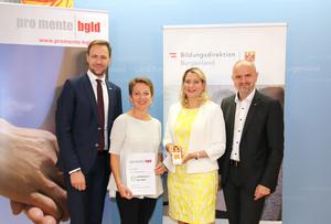 GF Johannes Zsifkovits, Psychosozialer Dienst Burgenland, GFin Eva Blagusz, Pro Mente Burgenland, Bildungslandesrätin Daniela Winkler, Bildungsdirektor Heinz Josef Zitz