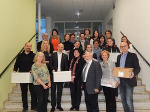 Bild: Mag. Heinz Josef Zitz, Dr. Ralf Becker, LSI HR Erwin Deutsch und SchulvertreterInnen